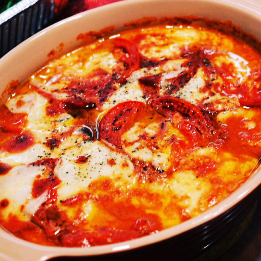 ナスとモッツァレラとトマトのオーブン焼きの画像