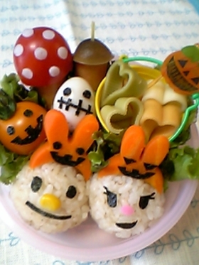 ハロウィン(・×・)ウサギ(キャラ弁)