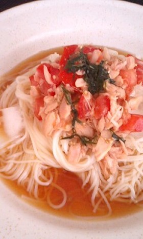 トマトとツナで素麺