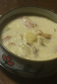 ベーコンと舞茸のクリームスープ