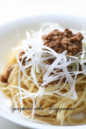 我が家の定番「肉味噌スパゲッティ」