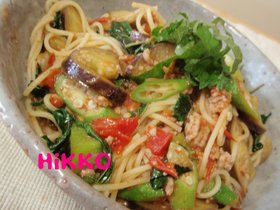 夏野菜パスタ★オクラ&モロ&トマ&ナス