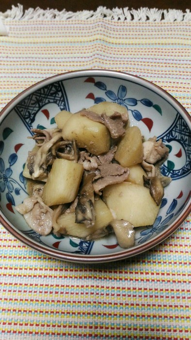 麺つゆで､長芋と豚肉の簡単煮の写真