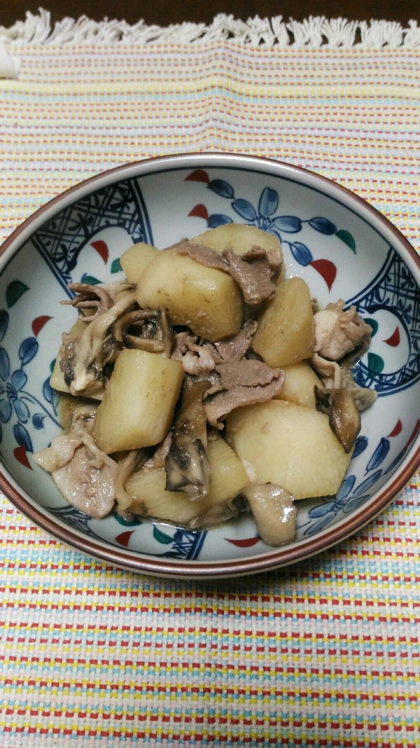 麺つゆで､長芋と豚肉の簡単煮の画像