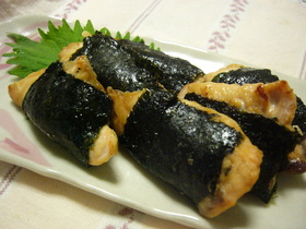 秋だね☆鮭の磯辺焼き