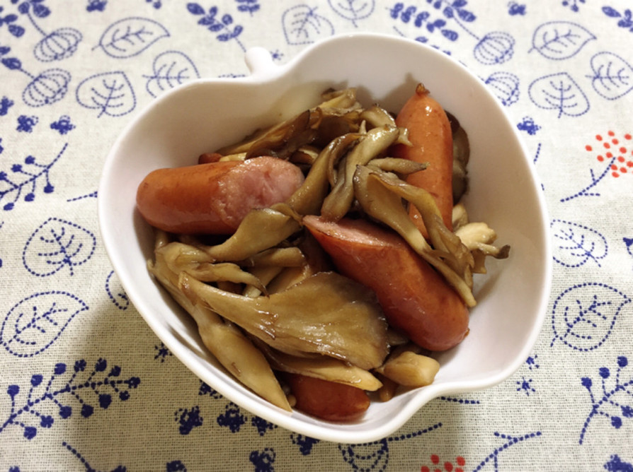 舞茸ウインナーの麺つゆバター柚子胡椒炒めの画像