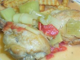 鶏とリークのサイダー(シードル)煮込み♪