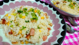炊飯ジャーで!【ゴロゴロベーコンピラフ】