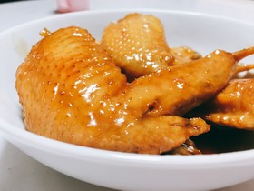 らっきょう酢再再利用♡手羽先の照り煮♪