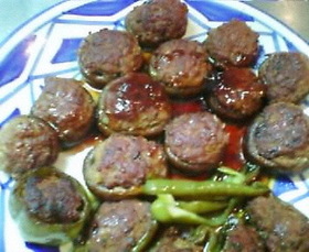 シイタケひき肉詰め 黒酢ソース