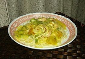 ソーセージとかぼちゃのクリームスパ