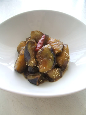 茄子の甘辛味噌炒め