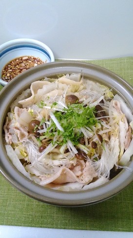 白菜と豚肉と春雨のミルフィーユ鍋♪