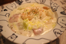白菜と海老のベーコンクリーム煮♡