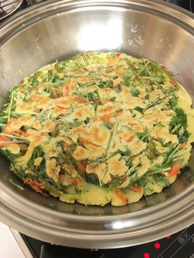 大量消費!水菜のモチモチチヂミ