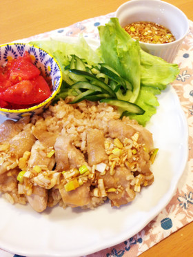 もち麦で美味♡シンガポールチキンライス風