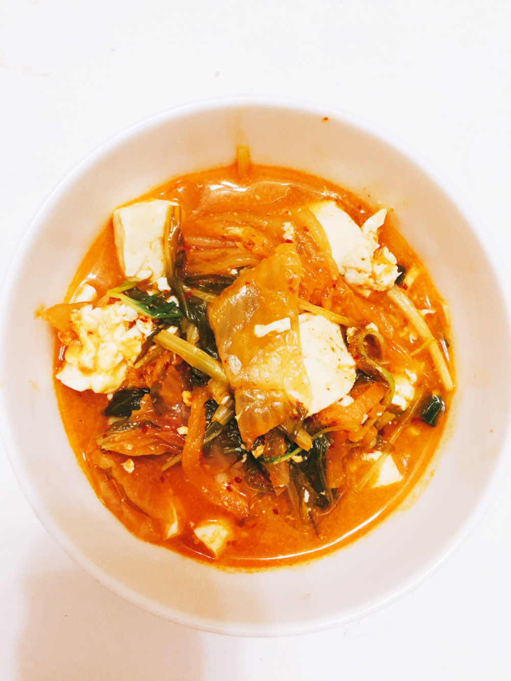 早い!旨い!安い!水菜と豆腐のキムチスープ