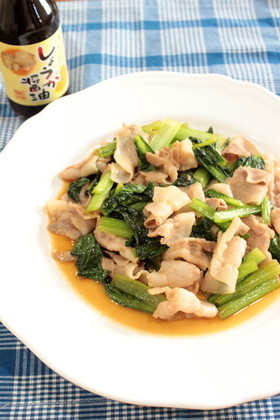 豚肉と小松菜のしょうが醤油炒め