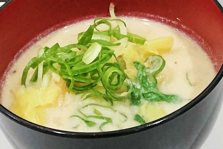 油揚げとキャベツ 水菜の豆乳入り味噌汁 レシピ 作り方 By おまたんｌａｂｏ クックパッド