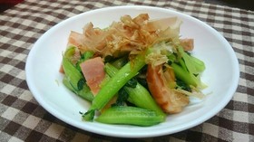 ターサイとベーコンのニンニク醤油炒め✨