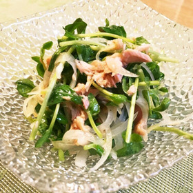 豆苗とツナと玉ねぎのサラダ