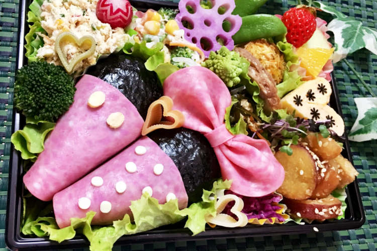 簡単 ミッキー ミニー ハートキャラ弁 レシピ 作り方 By ３匹の大ぶたママ クックパッド 簡単おいしいみんなのレシピが361万品