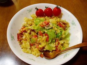余った鮭で☆スピードレタス炒飯