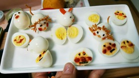 うずらの卵をデコレーション♪