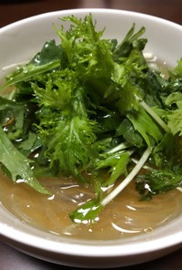 わさび菜☆春菊の春雨スープ