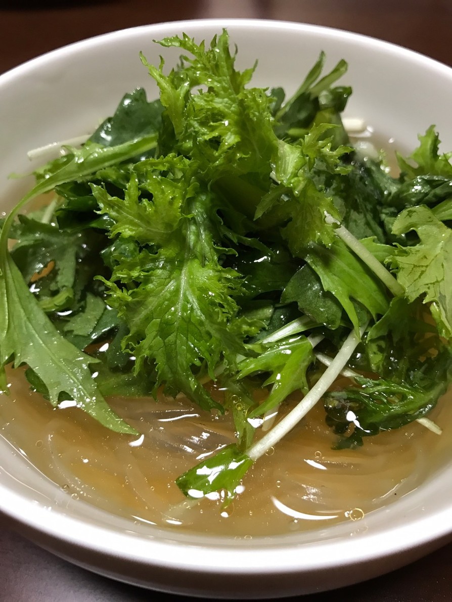 わさび菜☆春菊の春雨スープの画像