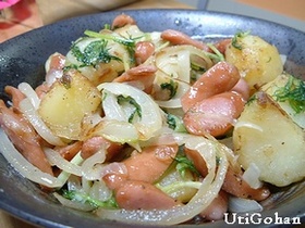 水菜を使った簡単じゃがソーセージ