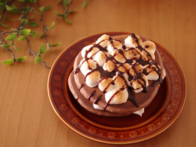 簡単☆焼きマシュマロのココアホットケーキの写真