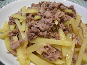 牛肉とじゃがいもの和風炒め