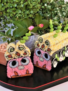 節分*鬼の飾り巻き寿司ケーキ*恵方巻き