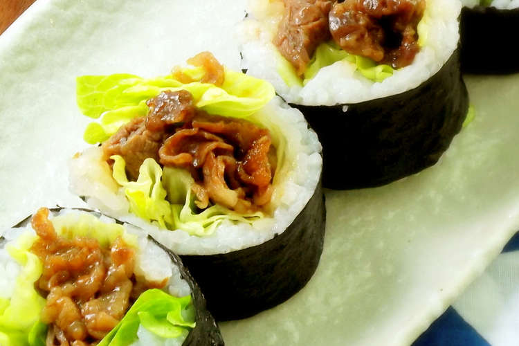 恵方巻 簡単に巻ける焼肉のり巻き レシピ 作り方 By オリバーソース クックパッド 簡単おいしいみんなのレシピが352万品