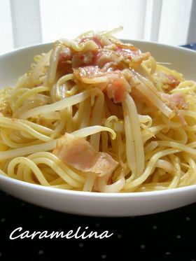 もやしの中華風ピリ辛スパゲティ