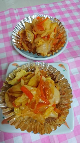 お弁当。野菜、ケチャップソース炒め。