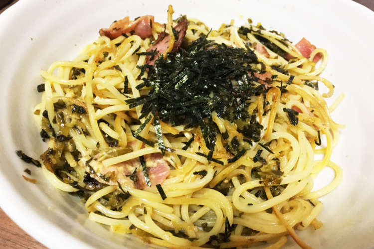 明太マヨと高菜のカリカリベーコンパスタ レシピ 作り方 By とんすけ クックパッド