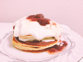 苺とチーズのふわふわスフレパンケーキ☆