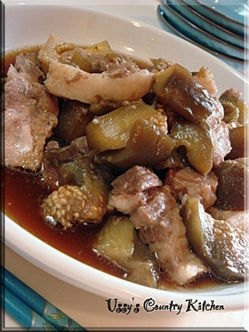 豚バラ肉となすの煮物