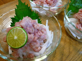 ねぎとろと大根のサラダ☆すだち風味