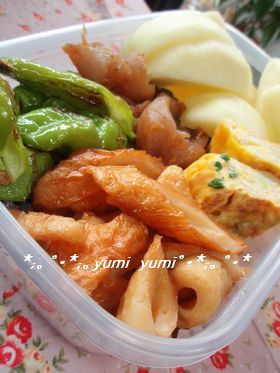 母のお弁当☆ちくわとこんにゃくの甘辛煮