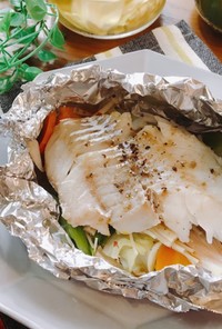 フライパンde♡白身魚と野菜のホイル焼き