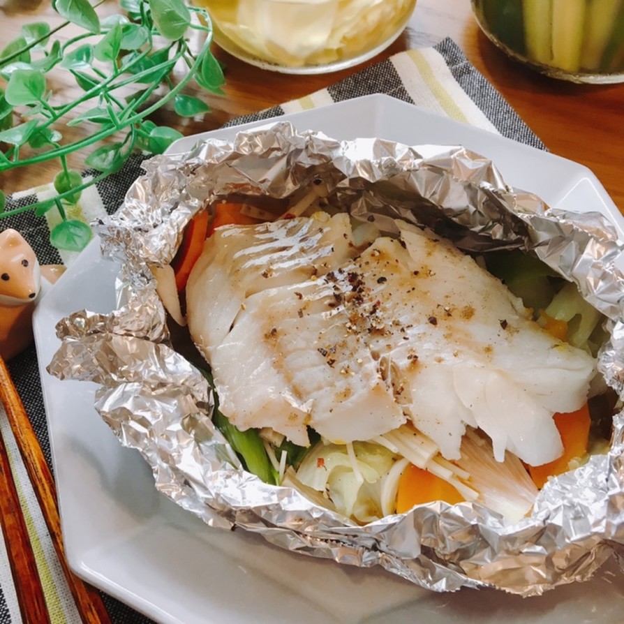 フライパンde♡白身魚と野菜のホイル焼きの画像
