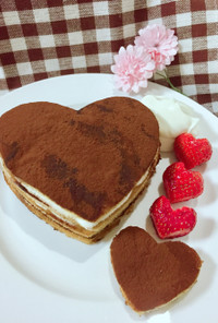 バレンタイン♡ハートティラミスパンケーキ