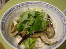 ナスとししとうのおろしぶっかけうどん