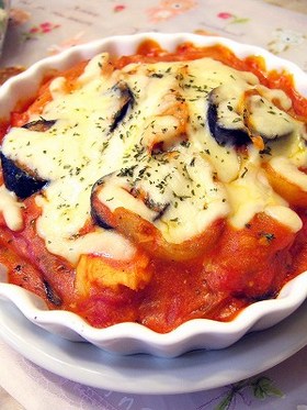 ナスとポテトのヨーグルトマトグラタン