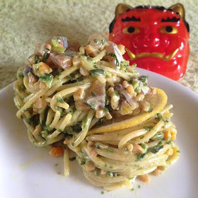 イワシと大豆のマヨ味噌パスタ