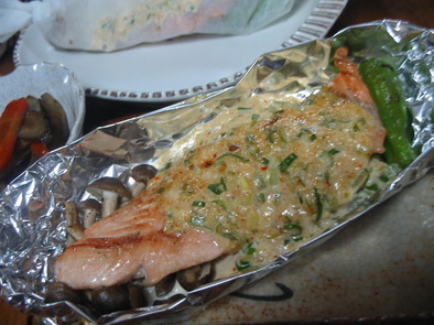 鮭のネギマヨ醤油焼きの写真