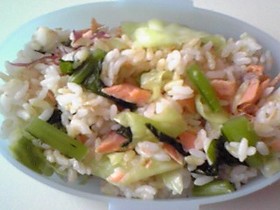 わさび野沢菜と鮭のまぜごはん